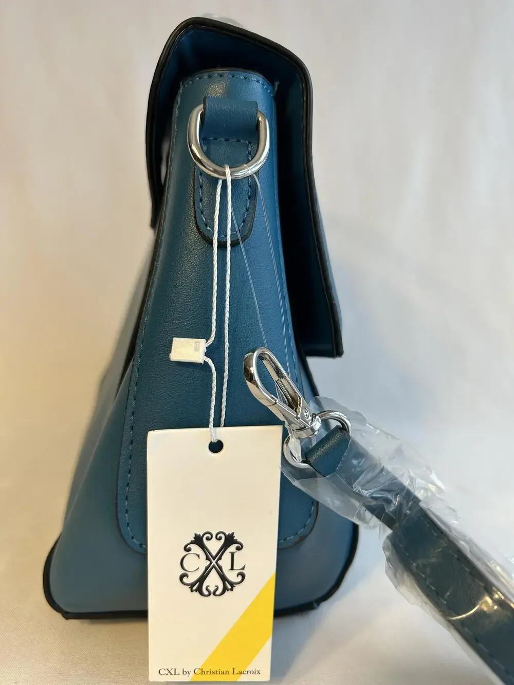 CXL By Christian Lacroix Art Deco Envelope Bag Womens Blue Faux Leather New